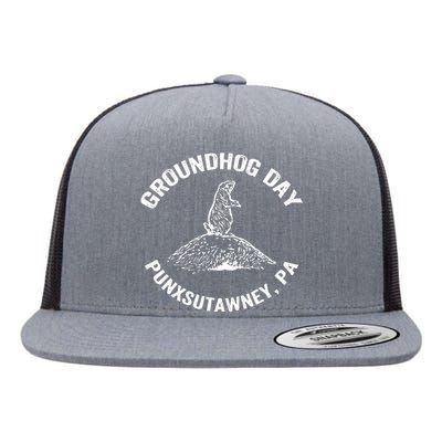 Groundhog Punxsutawney Funny Groundhog Day Shadow Gift Flat Bill Trucker Hat