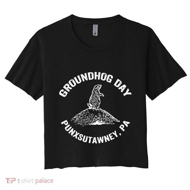 Groundhog Punxsutawney Funny Groundhog Day Shadow Gift Crop Top