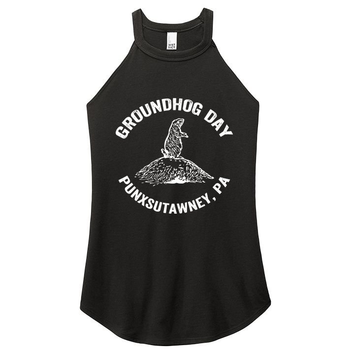 Groundhog Punxsutawney Funny Groundhog Day Shadow Gift Women's Perfect Tri Rocker Tank