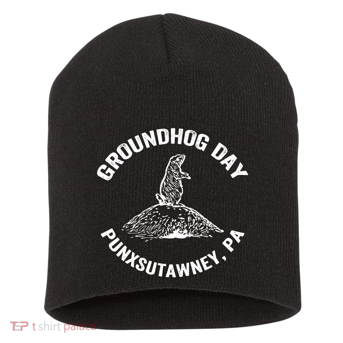 Groundhog Punxsutawney Funny Groundhog Day Shadow Gift Short Acrylic Beanie