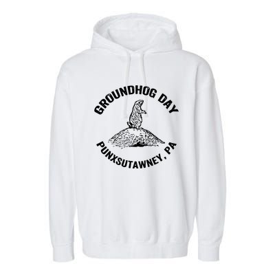 Groundhog Punxsutawney Funny Groundhog Day Shadow Gift Garment-Dyed Fleece Hoodie