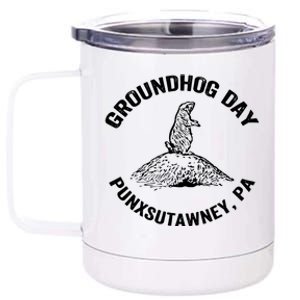 Groundhog Punxsutawney Funny Groundhog Day Shadow Gift 12 oz Stainless Steel Tumbler Cup