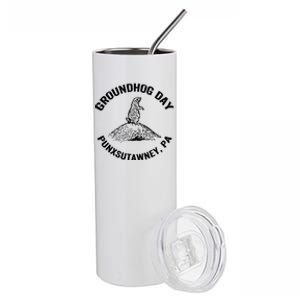 Groundhog Punxsutawney Funny Groundhog Day Shadow Gift Stainless Steel Tumbler