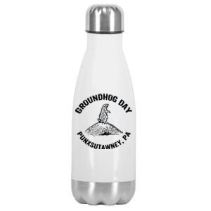 Groundhog Punxsutawney Funny Groundhog Day Shadow Gift Stainless Steel Insulated Water Bottle