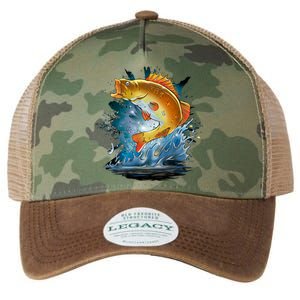 Golden Perch Fish Sea Legacy Tie Dye Trucker Hat