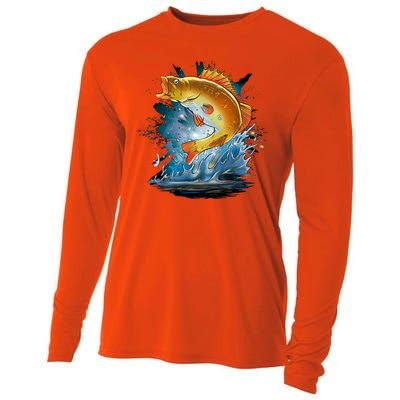 Golden Perch Fish Sea Cooling Performance Long Sleeve Crew