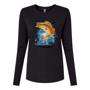 Golden Perch Fish Sea Womens Cotton Relaxed Long Sleeve T-Shirt