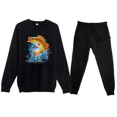 Golden Perch Fish Sea Premium Crewneck Sweatsuit Set