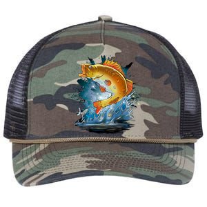 Golden Perch Fish Sea Retro Rope Trucker Hat Cap