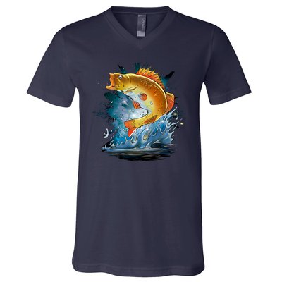 Golden Perch Fish Sea V-Neck T-Shirt