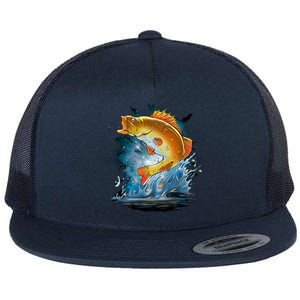 Golden Perch Fish Sea Flat Bill Trucker Hat