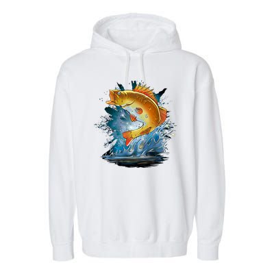 Golden Perch Fish Sea Garment-Dyed Fleece Hoodie