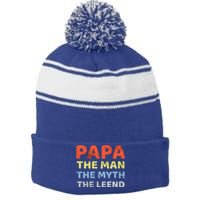 Grandpa Papa Father The Myth Legend Funny Birthday Gift Stripe Pom Pom Beanie