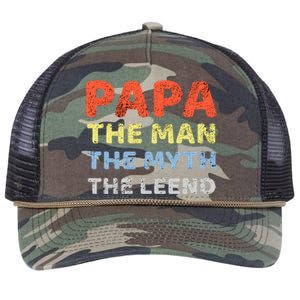 Grandpa Papa Father The Myth Legend Funny Birthday Gift Retro Rope Trucker Hat Cap