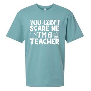 Ghost Pumpkin Funny Halloween You Cant Scare Me Im A Teacher Gift Sueded Cloud Jersey T-Shirt