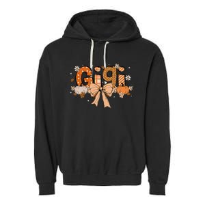 Gigi Pumpkin Fall Coquette Bow Thanksgiving Garment-Dyed Fleece Hoodie