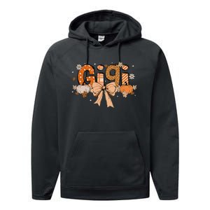 Gigi Pumpkin Fall Coquette Bow Thanksgiving Performance Fleece Hoodie