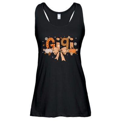 Gigi Pumpkin Fall Coquette Bow Thanksgiving Ladies Essential Flowy Tank