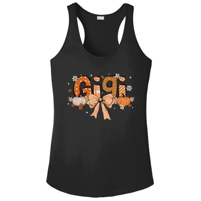 Gigi Pumpkin Fall Coquette Bow Thanksgiving Ladies PosiCharge Competitor Racerback Tank