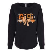 Gigi Pumpkin Fall Coquette Bow Thanksgiving Womens California Wash Sweatshirt