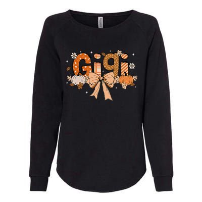 Gigi Pumpkin Fall Coquette Bow Thanksgiving Womens California Wash Sweatshirt