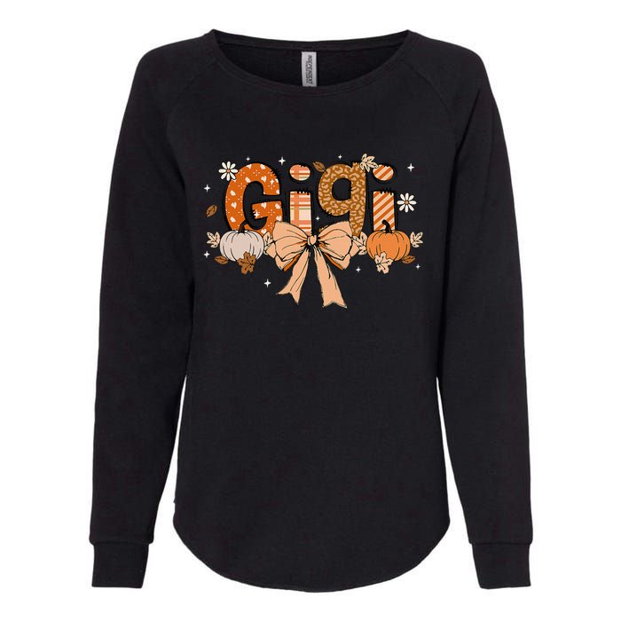 Gigi Pumpkin Fall Coquette Bow Thanksgiving Womens California Wash Sweatshirt