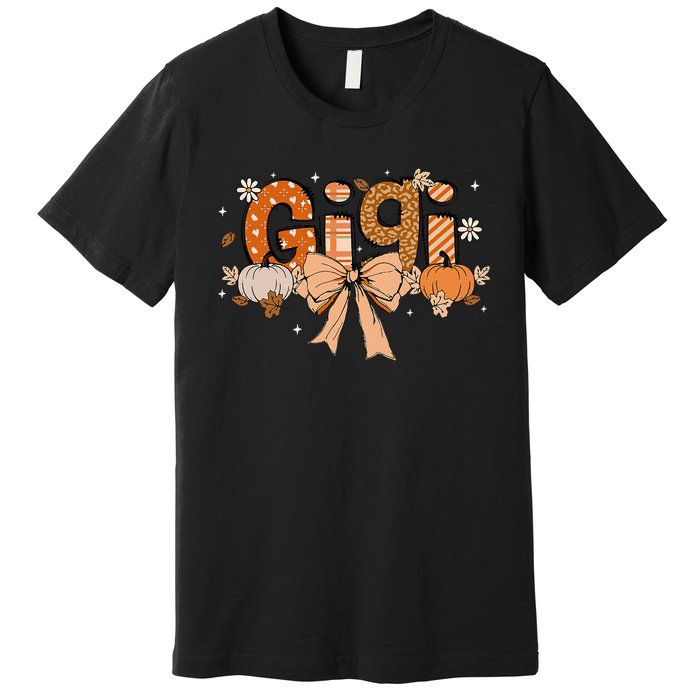 Gigi Pumpkin Fall Coquette Bow Thanksgiving Premium T-Shirt