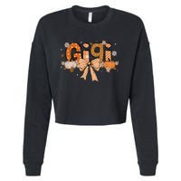 Gigi Pumpkin Fall Coquette Bow Thanksgiving Cropped Pullover Crew