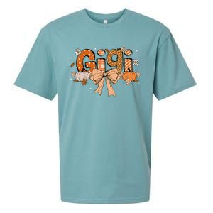 Gigi Pumpkin Fall Coquette Bow Thanksgiving Sueded Cloud Jersey T-Shirt