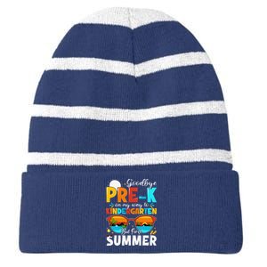 Goodbye Prek Graduation To Kindergarten Hello Summer Striped Beanie with Solid Band