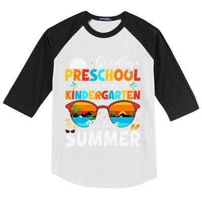 Goodbye Preschool Graduation To Kindergarten Hello Summer Kids Colorblock Raglan Jersey