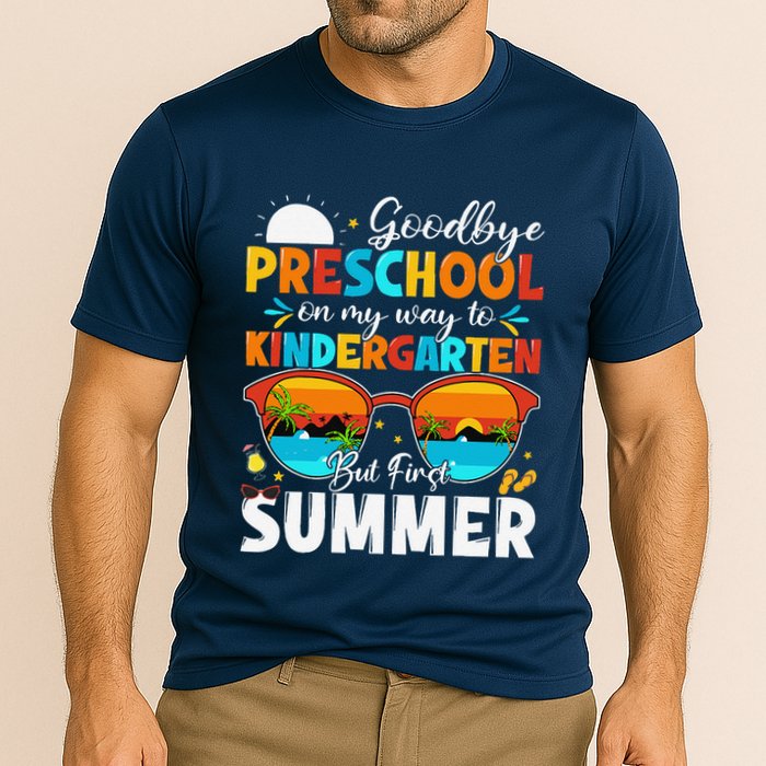 Goodbye Preschool Graduation To Kindergarten Hello Summer Cooling Performance Crew T-Shirt
