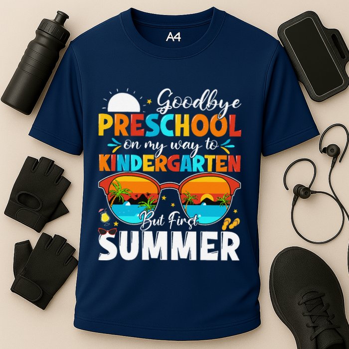Goodbye Preschool Graduation To Kindergarten Hello Summer Cooling Performance Crew T-Shirt