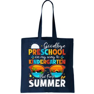 Goodbye Preschool Graduation To Kindergarten Hello Summer Tote Bag