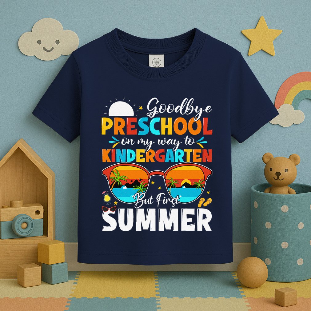Goodbye Preschool Graduation To Kindergarten Hello Summer Toddler T-Shirt