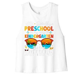 Goodbye Preschool Graduation To Kindergarten Hello Summer Women's Racerback Cropped Tank