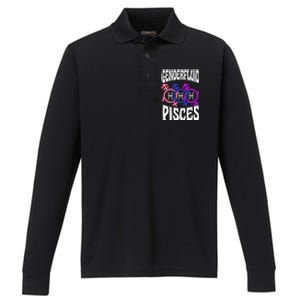 Genderfluid Pisces Genderfluid Pride Zodiac Horoscope Cool Gift Performance Long Sleeve Polo