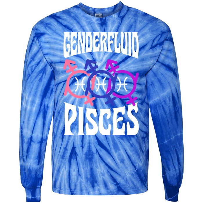 Genderfluid Pisces Genderfluid Pride Zodiac Horoscope Cool Gift Tie-Dye Long Sleeve Shirt