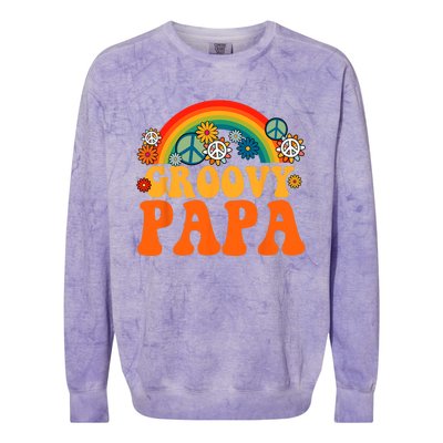 Groovy Papa Grandpa Tie Dye Hippie Rainbow Matching Family Colorblast Crewneck Sweatshirt