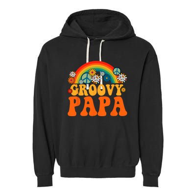 Groovy Papa Grandpa Tie Dye Hippie Rainbow Matching Family Garment-Dyed Fleece Hoodie