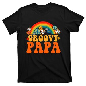 Groovy Papa Grandpa Tie Dye Hippie Rainbow Matching Family T-Shirt