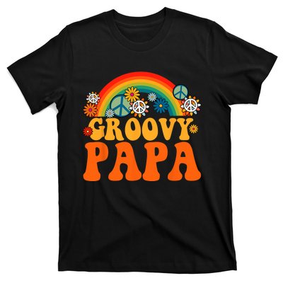 Groovy Papa Grandpa Tie Dye Hippie Rainbow Matching Family T-Shirt