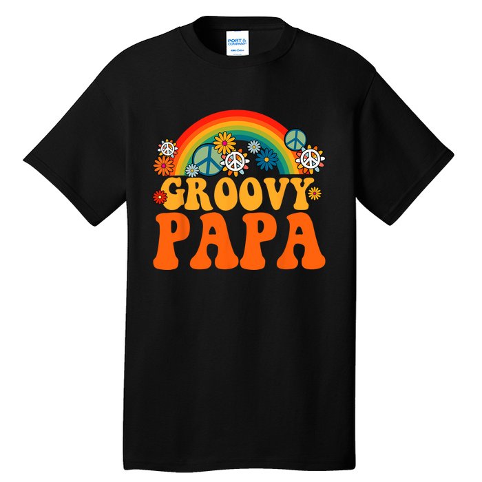 Groovy Papa Grandpa Tie Dye Hippie Rainbow Matching Family Tall T-Shirt