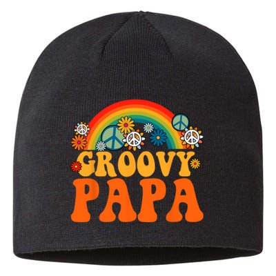 Groovy Papa Grandpa Tie Dye Hippie Rainbow Matching Family Sustainable Beanie