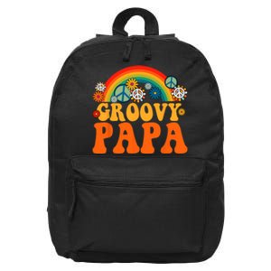 Groovy Papa Grandpa Tie Dye Hippie Rainbow Matching Family 16 in Basic Backpack