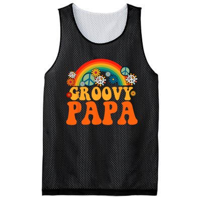 Groovy Papa Grandpa Tie Dye Hippie Rainbow Matching Family Mesh Reversible Basketball Jersey Tank