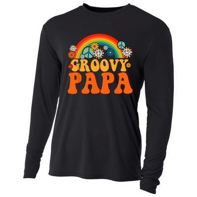 Groovy Papa Grandpa Tie Dye Hippie Rainbow Matching Family Cooling Performance Long Sleeve Crew