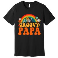 Groovy Papa Grandpa Tie Dye Hippie Rainbow Matching Family Premium T-Shirt