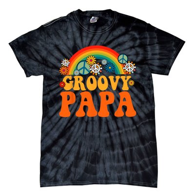 Groovy Papa Grandpa Tie Dye Hippie Rainbow Matching Family Tie-Dye T-Shirt