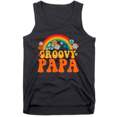 Groovy Papa Grandpa Tie Dye Hippie Rainbow Matching Family Tank Top